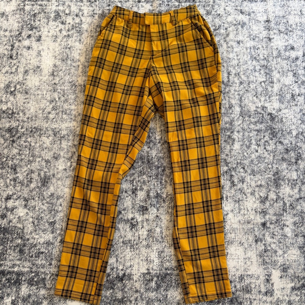 Hot Topic Yellow Plaid Gwen Stefani Style Slim Pants XS Womens Clueless Grunge